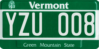 VT license plate YZU008