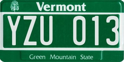VT license plate YZU013
