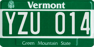 VT license plate YZU014