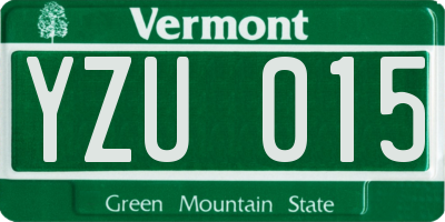VT license plate YZU015