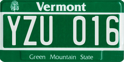 VT license plate YZU016