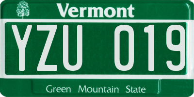 VT license plate YZU019
