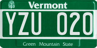 VT license plate YZU020