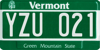 VT license plate YZU021