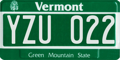 VT license plate YZU022
