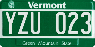 VT license plate YZU023