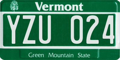 VT license plate YZU024