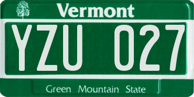 VT license plate YZU027