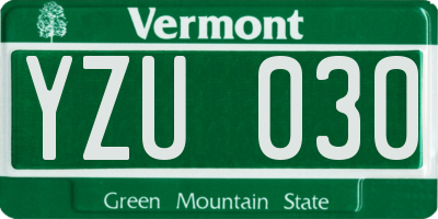 VT license plate YZU030