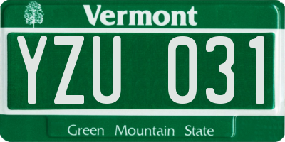 VT license plate YZU031