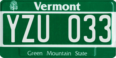 VT license plate YZU033
