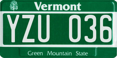 VT license plate YZU036