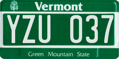 VT license plate YZU037