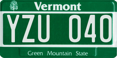 VT license plate YZU040