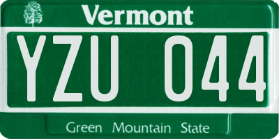 VT license plate YZU044