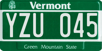 VT license plate YZU045