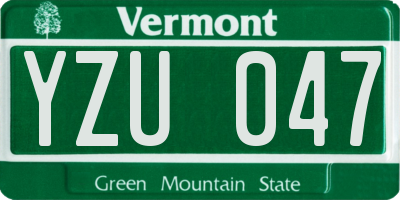 VT license plate YZU047