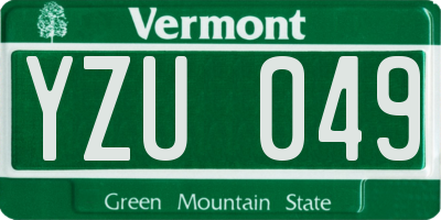 VT license plate YZU049