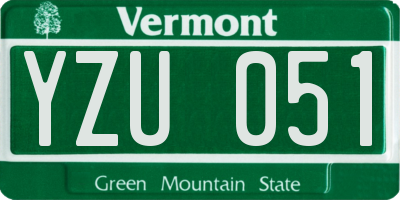 VT license plate YZU051