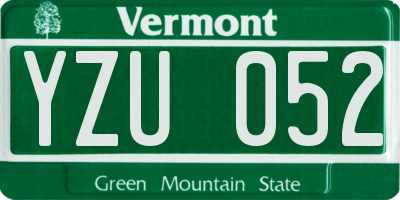 VT license plate YZU052