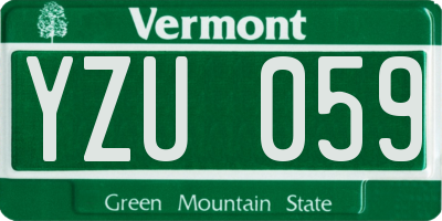 VT license plate YZU059