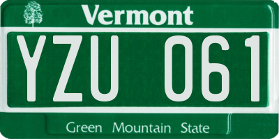 VT license plate YZU061