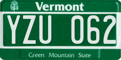 VT license plate YZU062