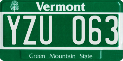 VT license plate YZU063