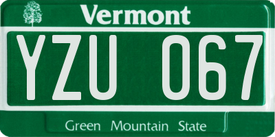 VT license plate YZU067