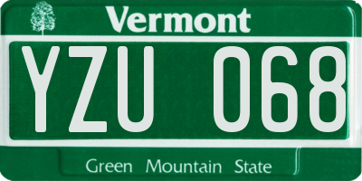 VT license plate YZU068