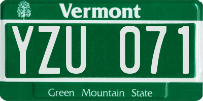 VT license plate YZU071