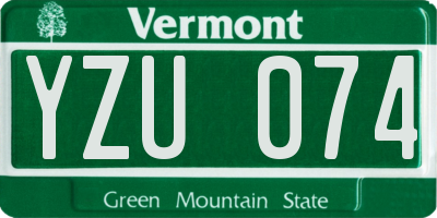 VT license plate YZU074
