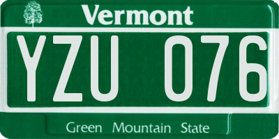 VT license plate YZU076
