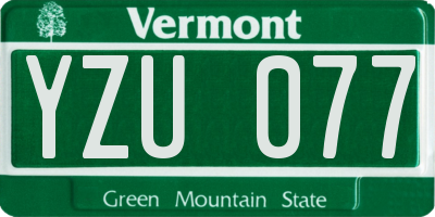 VT license plate YZU077