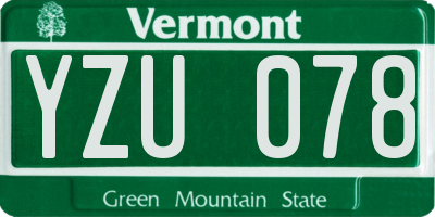 VT license plate YZU078