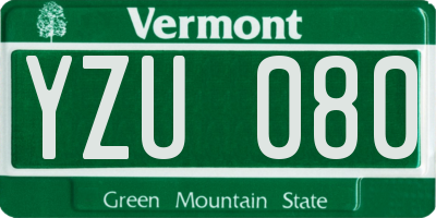 VT license plate YZU080