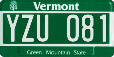 VT license plate YZU081