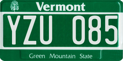 VT license plate YZU085