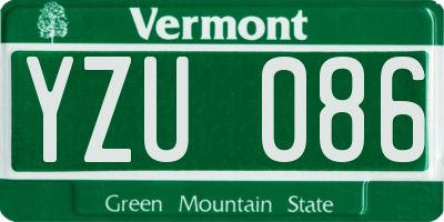 VT license plate YZU086