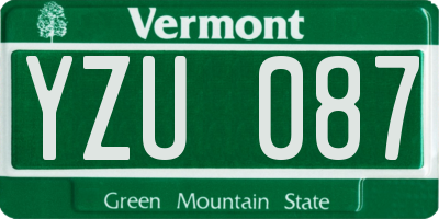 VT license plate YZU087