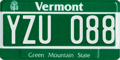 VT license plate YZU088