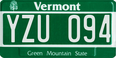 VT license plate YZU094
