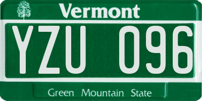 VT license plate YZU096