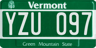 VT license plate YZU097