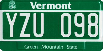 VT license plate YZU098
