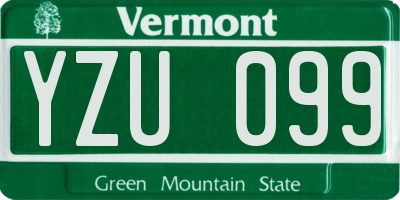 VT license plate YZU099