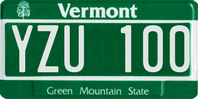 VT license plate YZU100