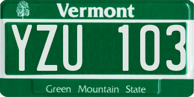 VT license plate YZU103