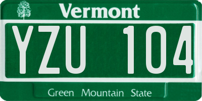 VT license plate YZU104