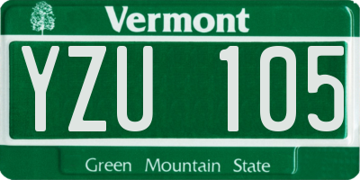 VT license plate YZU105